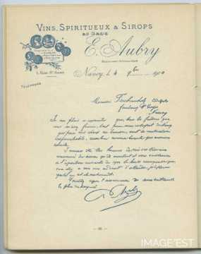 Attestation de la Société E. Aubry (Nancy)